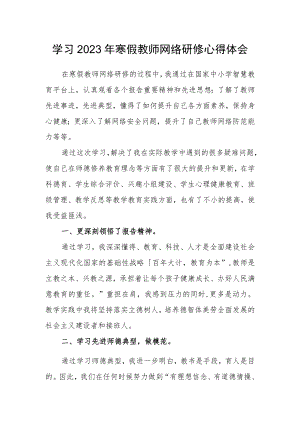 2023年小学教师寒假网络研修培训专题心得体会范例（共3篇）.docx