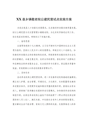 XX县乡镇敬老院公建民营试点实施方案.docx