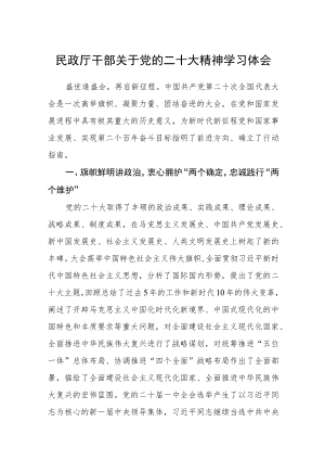 民政厅干部关于党的二十大精神学习体会范文【通用三篇】.docx