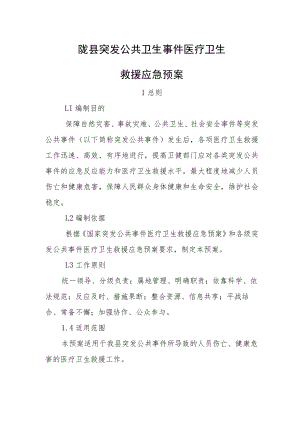 陇县突发公共卫生事件医疗卫生救援应急预案.docx