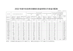 2022年度中央自然灾害救灾资金转移支付绩效自评报告（参考提纲）、自评表、材料清单.docx