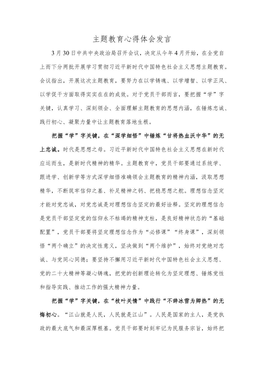 主题教育心得体会发言.docx_第1页