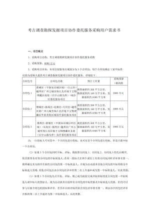 考古调查勘探发掘项目协作委托服务采购用户需求书.docx