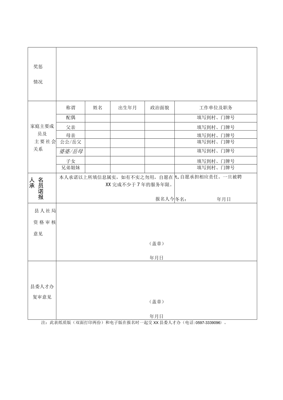 XX县202X年乡村振兴战略储备人才报名意向表.docx_第2页