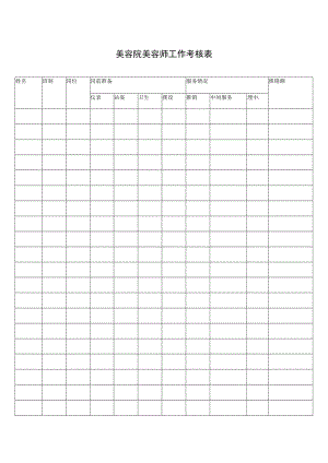 美容院美容师工作考核表.docx