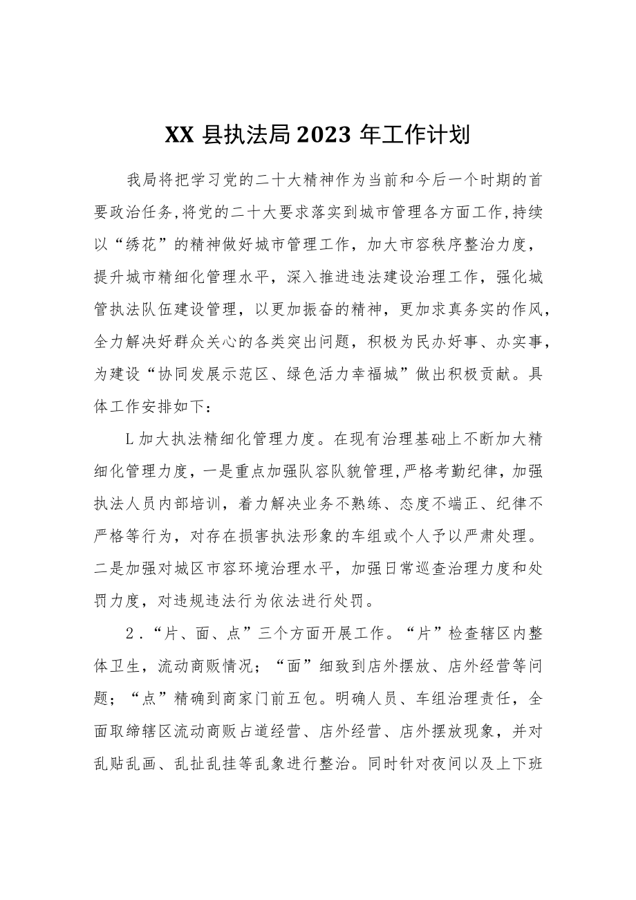 XX县执法局2023年工作计划.docx_第1页