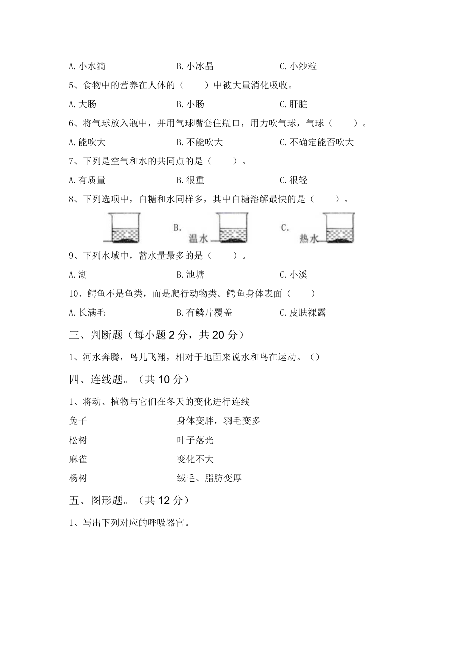 苏教版三年级科学上册期末考试【及参考答案】.docx_第2页