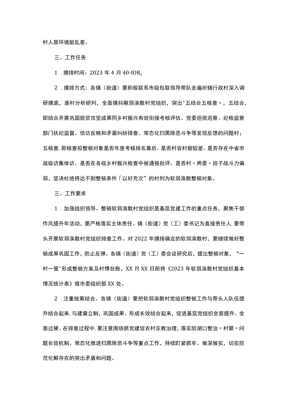 关于做好软弱涣散村党组织排查工作的实施方案.docx_第2页