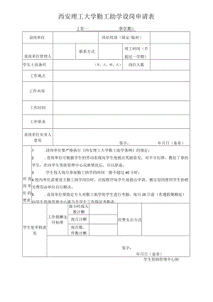 西安理工大学勤工助学设岗申请表.docx