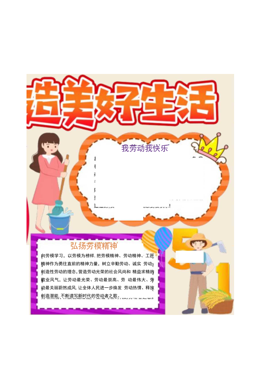 劳动创造美好生活手抄报.docx_第1页