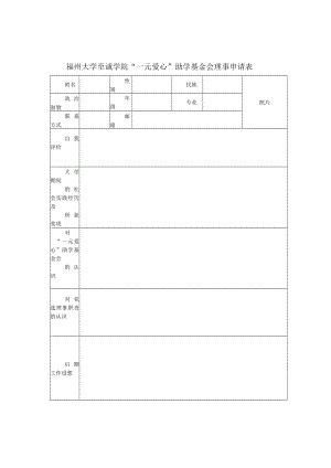 福州大学至诚学院“一元爱心”助学基金会理事申请表.docx