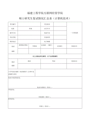 福建工程学院互联网经贸学院硕士研究生复试情况汇总表计算机技术.docx