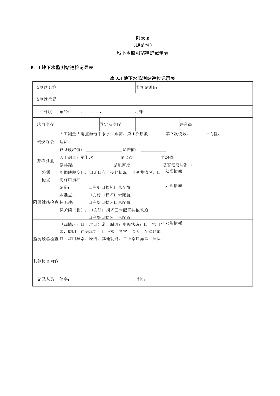 地下水监测系统运行维护工作报告提纲、监测站、信息系统运行维护记录表.docx_第2页