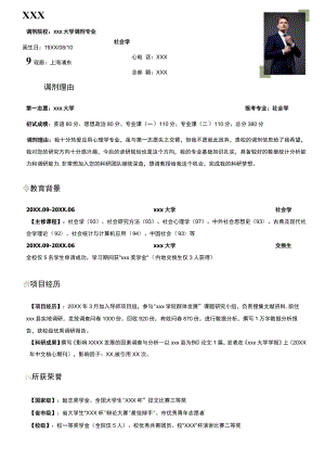 社会学专业调剂简历大学生简历.docx