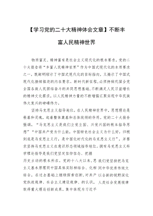 【学习党的二十大精神体会文章】不断丰富人民精神世界.docx