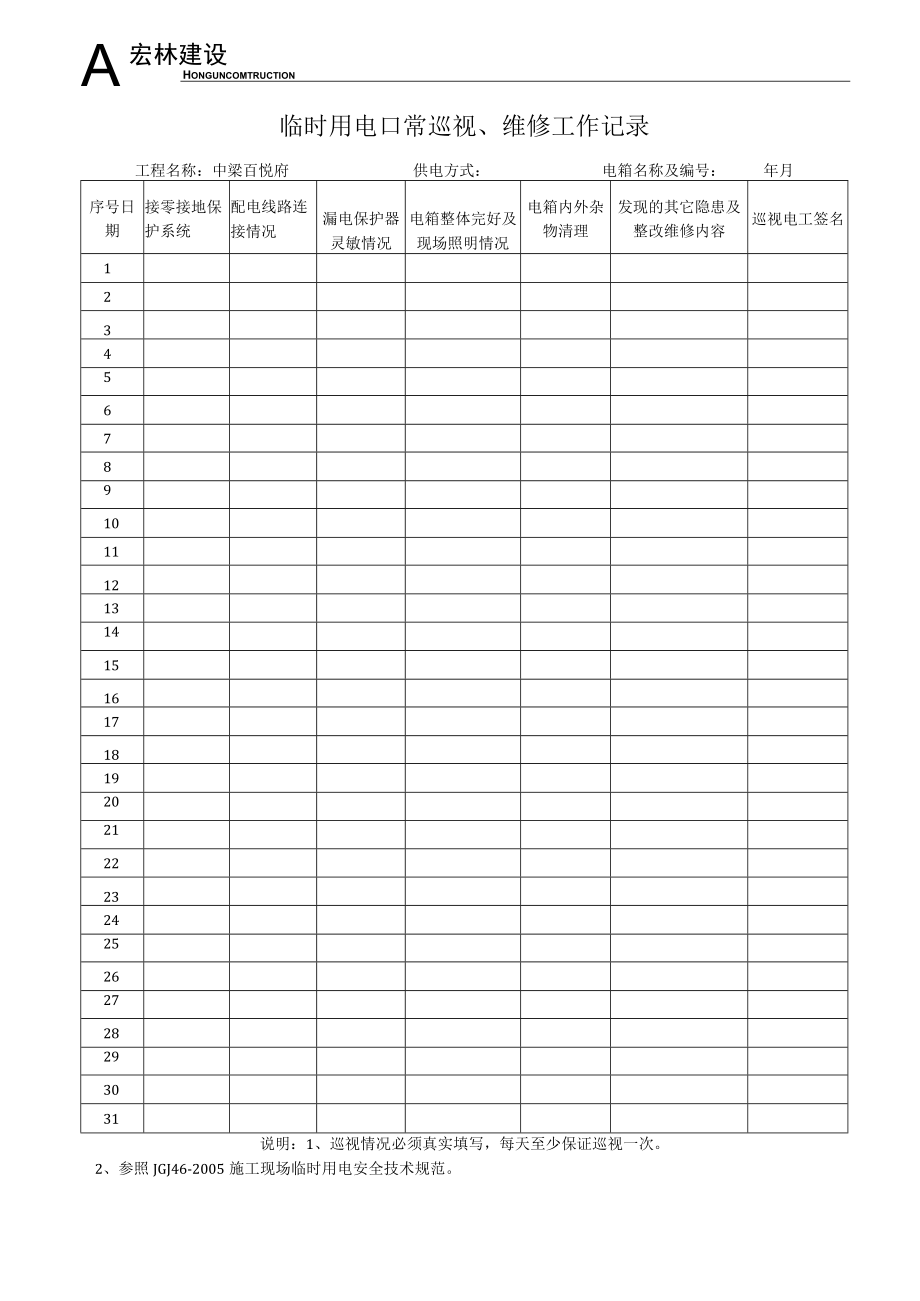 5--电工每日巡视、维修记录.docx_第1页