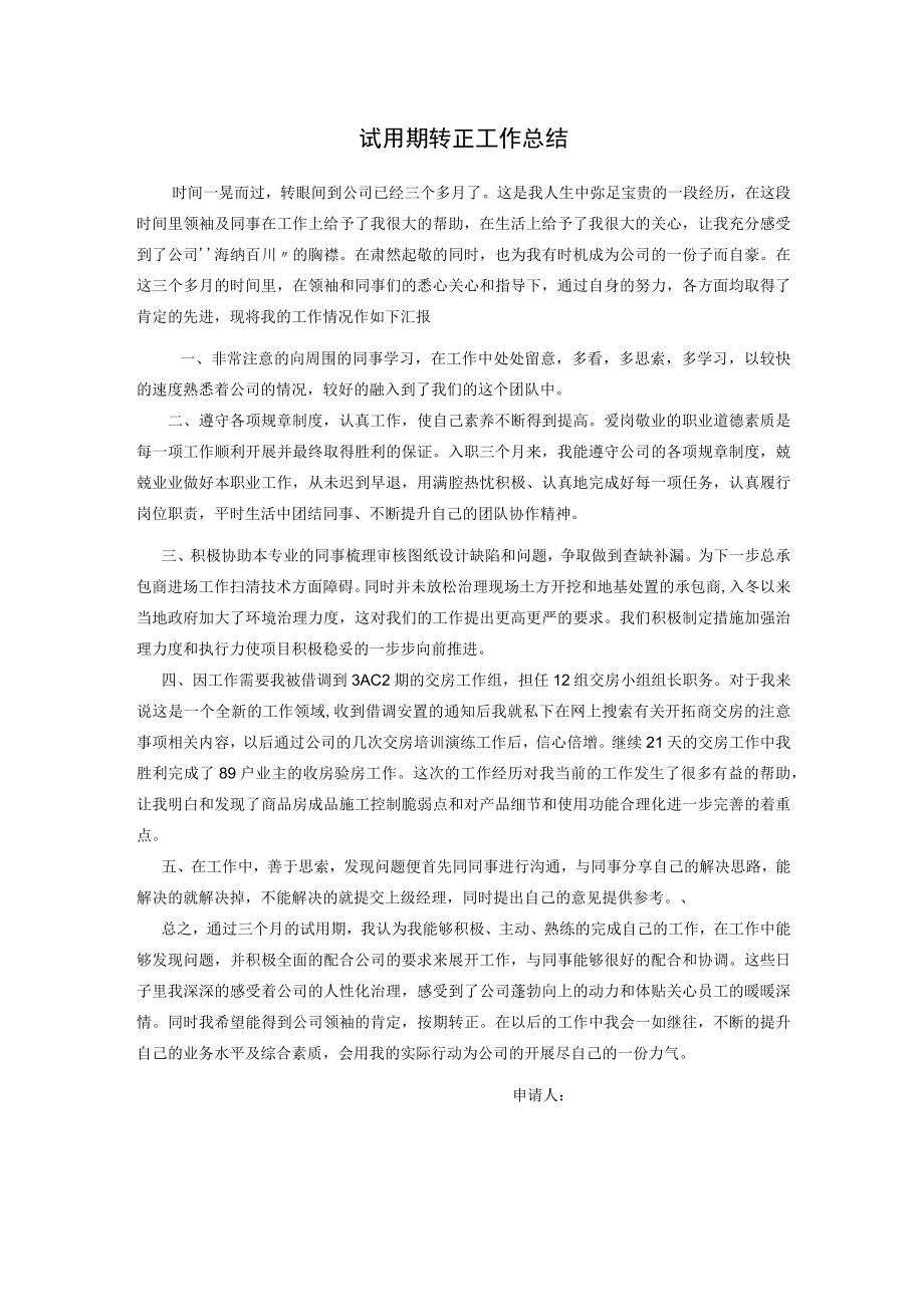 2022年试用期转正工作总结.docx_第1页