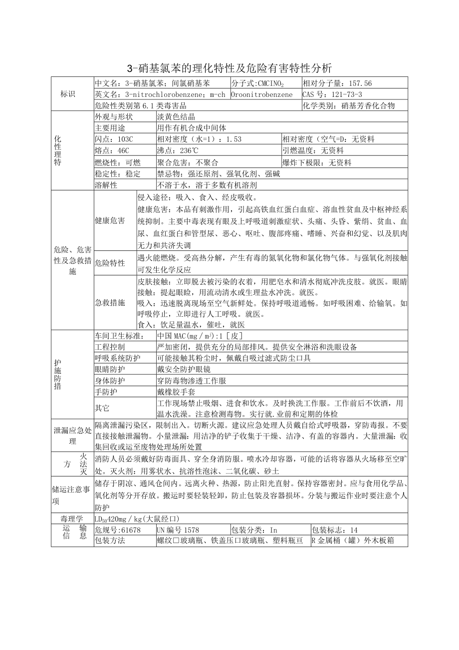 3-硝基氯苯的理化特性及危险有害特性分析.docx_第1页