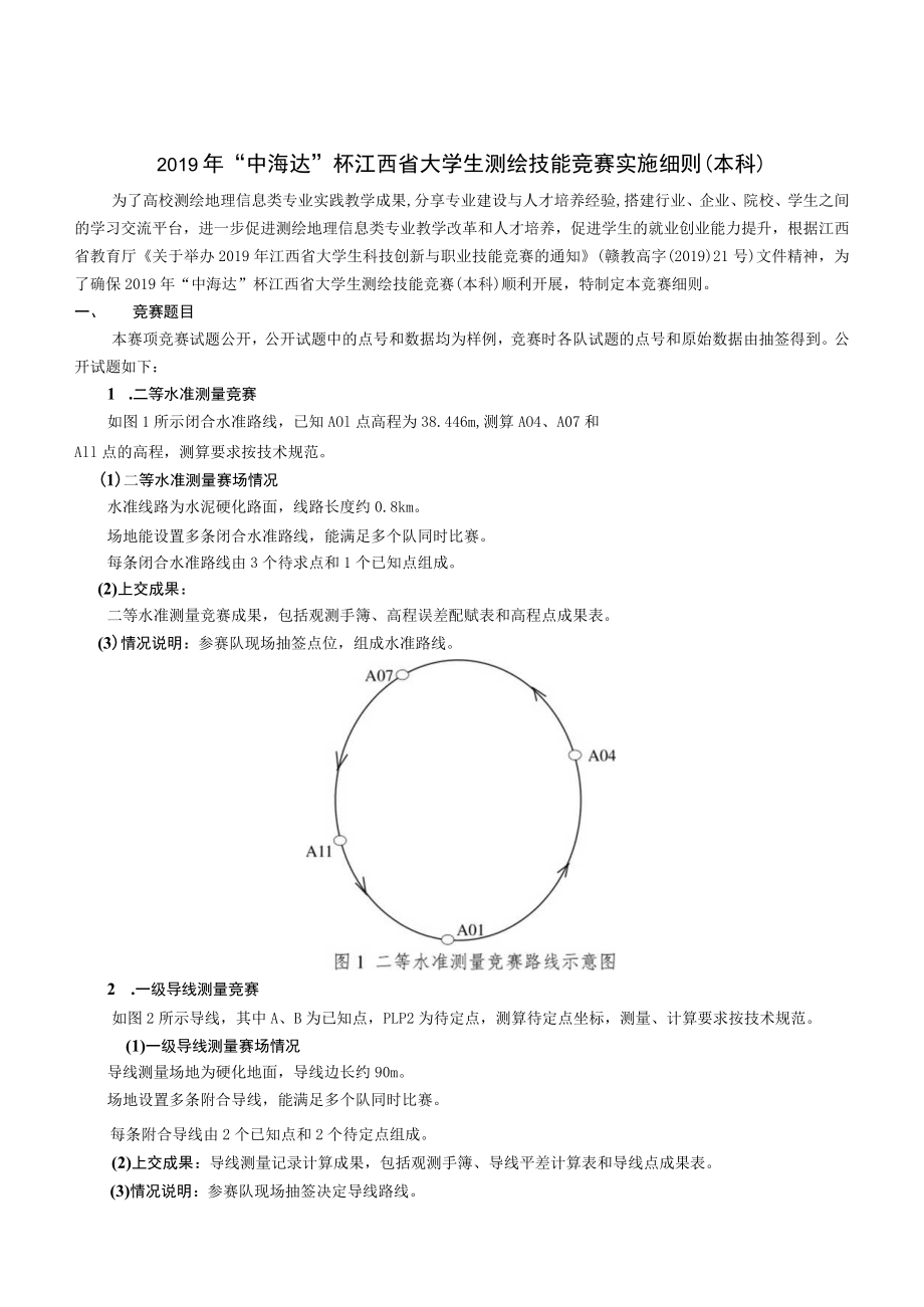 2019年“中海达”杯江西省大学生测绘技能竞赛实施细则本科.docx_第1页