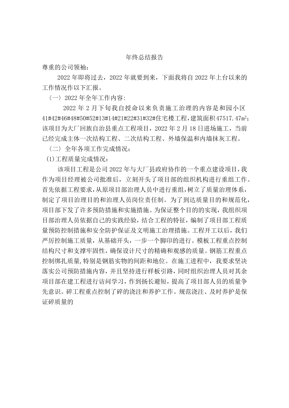 2022年项目经理年终总结报告.docx_第1页