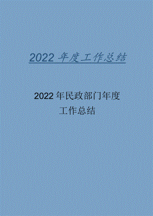 2022年民政部门年度工作总结.docx