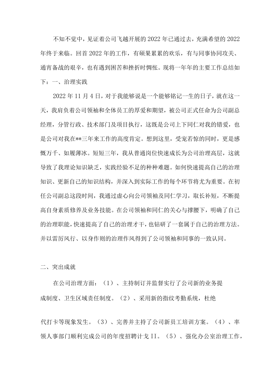 2022年公司副总经理岗位工作总结.docx_第2页