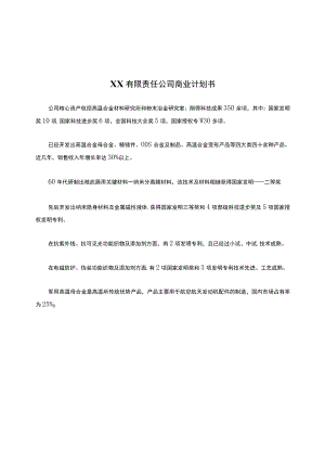 XX有限责任大中型公司商业计划书.docx