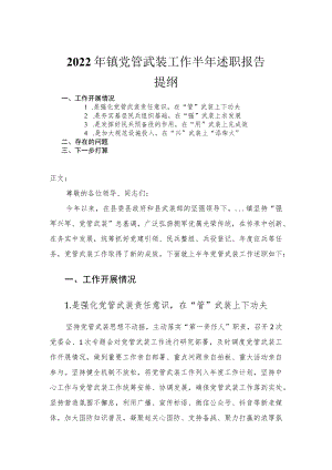 2022年镇党管武装工作半年述职报告.docx