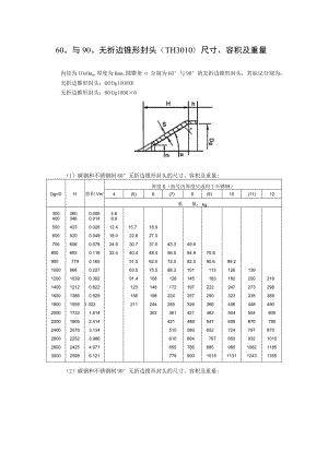 60°与90°无折边锥形封头（TH3010）尺寸、容积及重量.docx