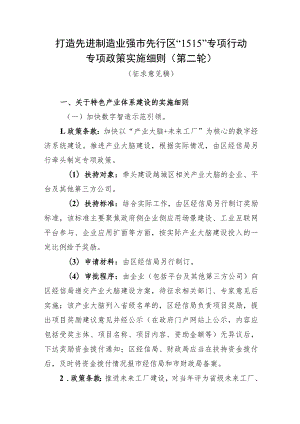 “1515”专项行动专项政策第二轮实施细则（征求意见稿）.docx