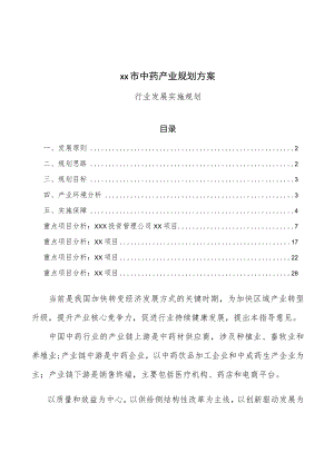 xx市中药产业规划方案.docx