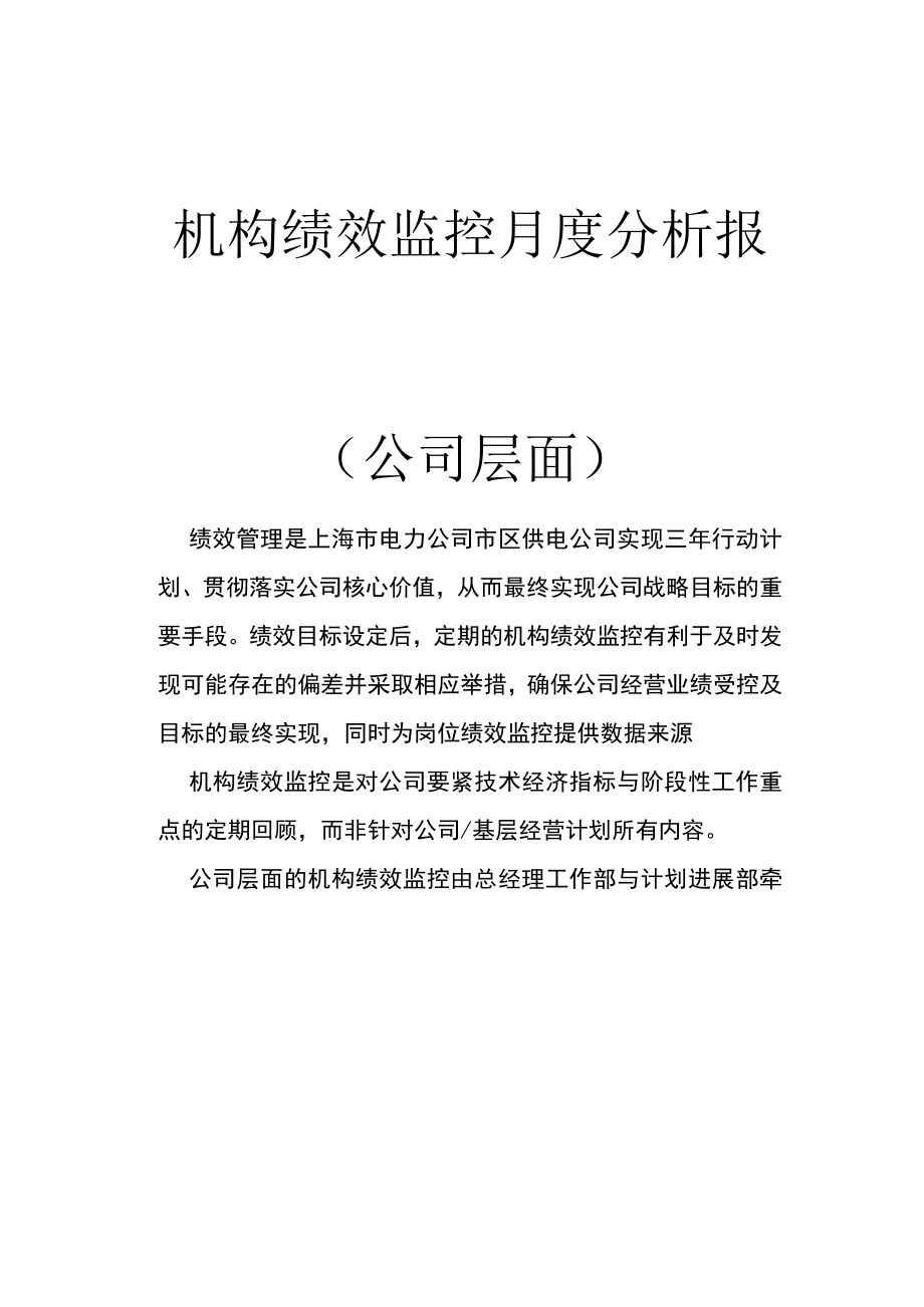 上海市电力公司市区供电公司机构绩效监控月度分析报告.docx_第2页