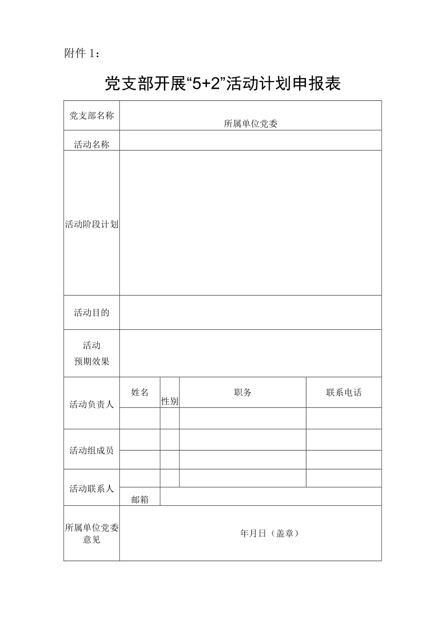 公司党〔2018〕28号附件1：党支部“5+2”活动计划申报表.docx_第1页