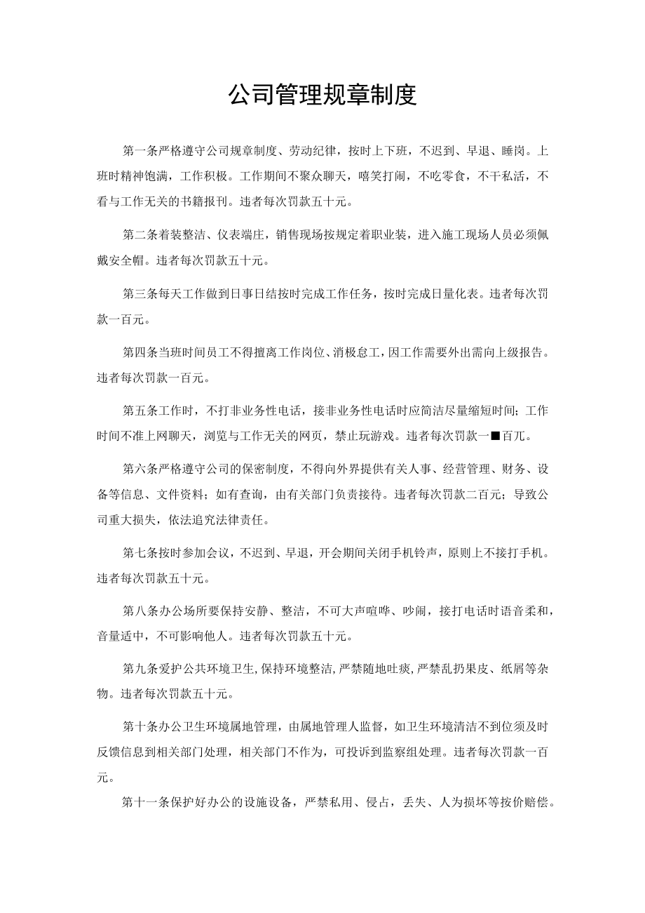 公司管理规章制度.docx_第1页