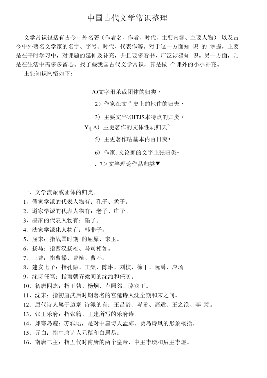 中国古代文学常识整理复习资料重点.docx_第1页