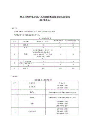 86 食品接触用纸容器产品质量国家监督抽查实施细则（2023年版）.docx