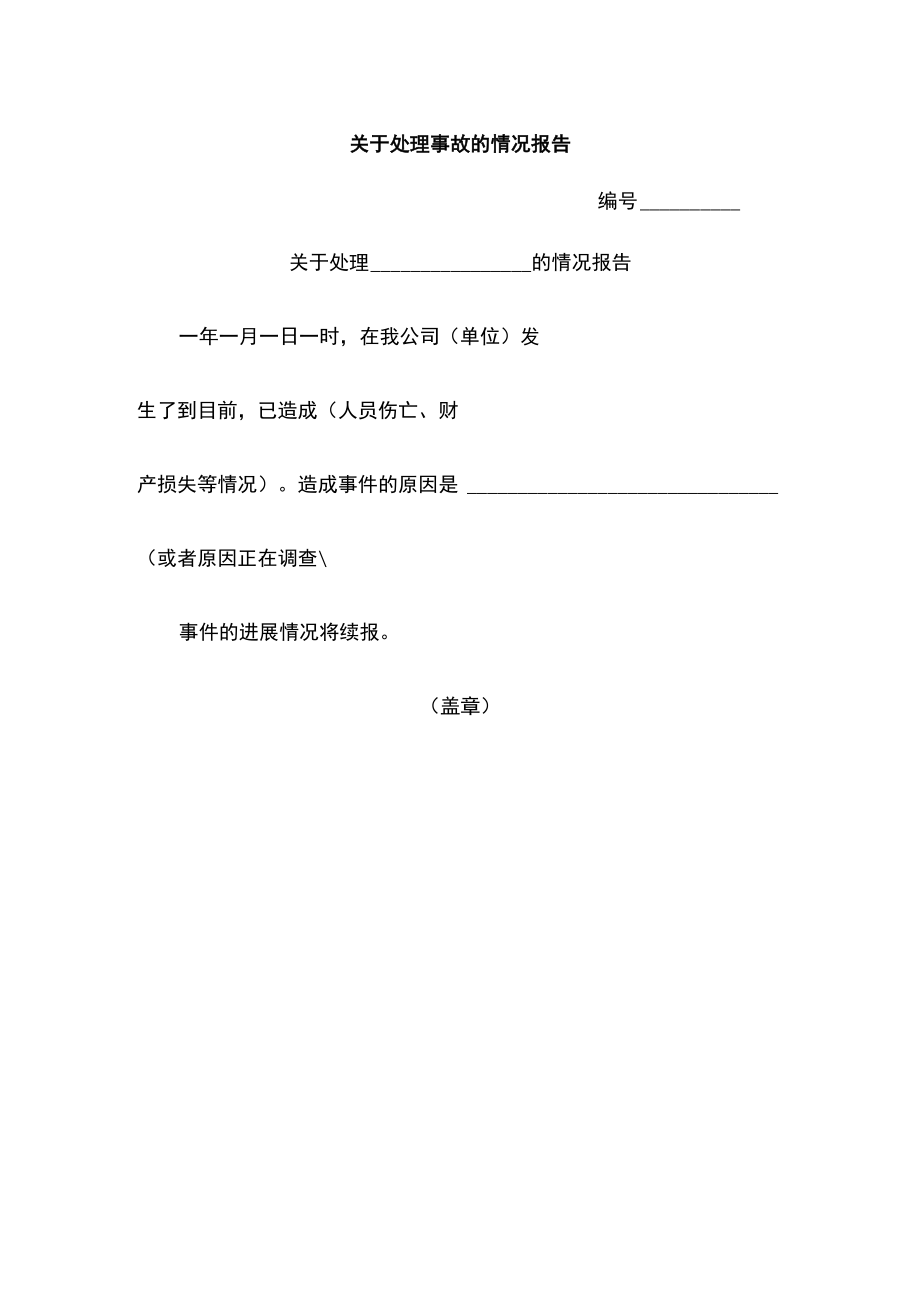 关于处理事故的情况报告（标准模板）.docx_第1页