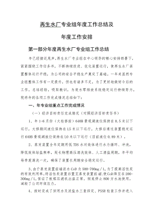 再生水厂专业组年度工作总结及下年安排（能源化工有限公司）.docx