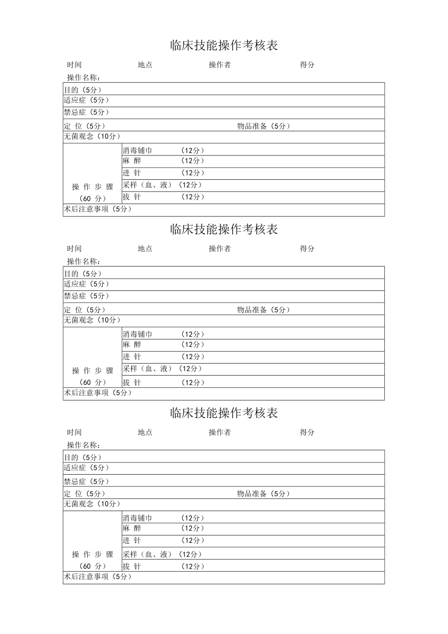 临床技能操作考核表.docx_第1页