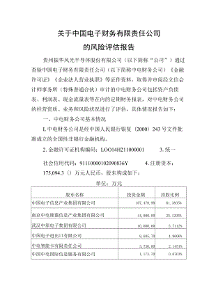 关于中国电子财务有限责任公司的风险评估报告.docx