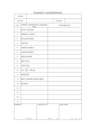 优质建筑电气工程质量指标核查表.docx