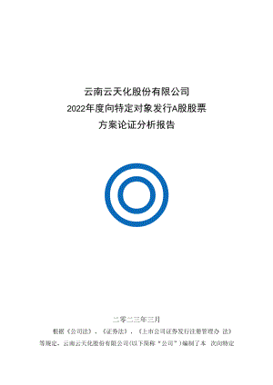 云天化2022年度向特定对象发行A股股票方案论证分析报告.docx