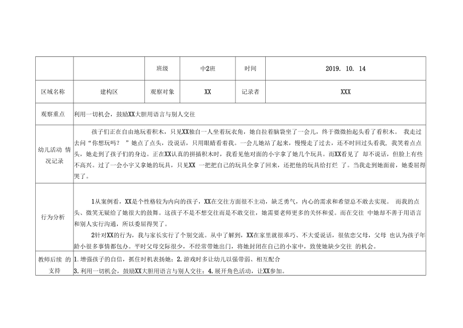 中班区域活动观察记录表.docx_第1页