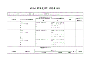 内勤人员季度KPI绩效考核表.docx