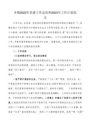 乡镇2022年党建工作总结和2023年工作计划范文.docx