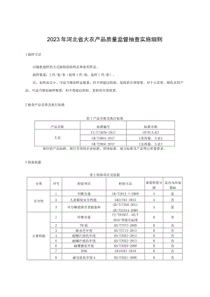 2023年河北省大衣产品质量监督抽查实施细则.docx