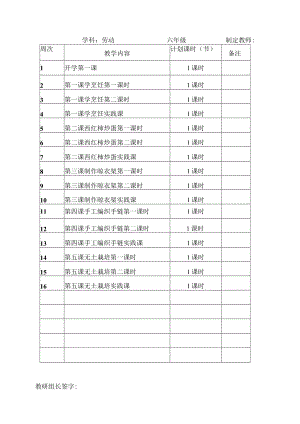 六年级上册劳动技术全册教案(含教学计划).docx