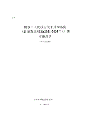 丽水市人民政府关于贯彻落实计量发展规划2021-2035年）的实施意见.docx