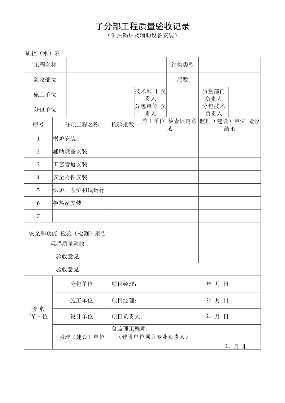 供热锅炉及辅助设备安装质量验收记录.docx_第1页