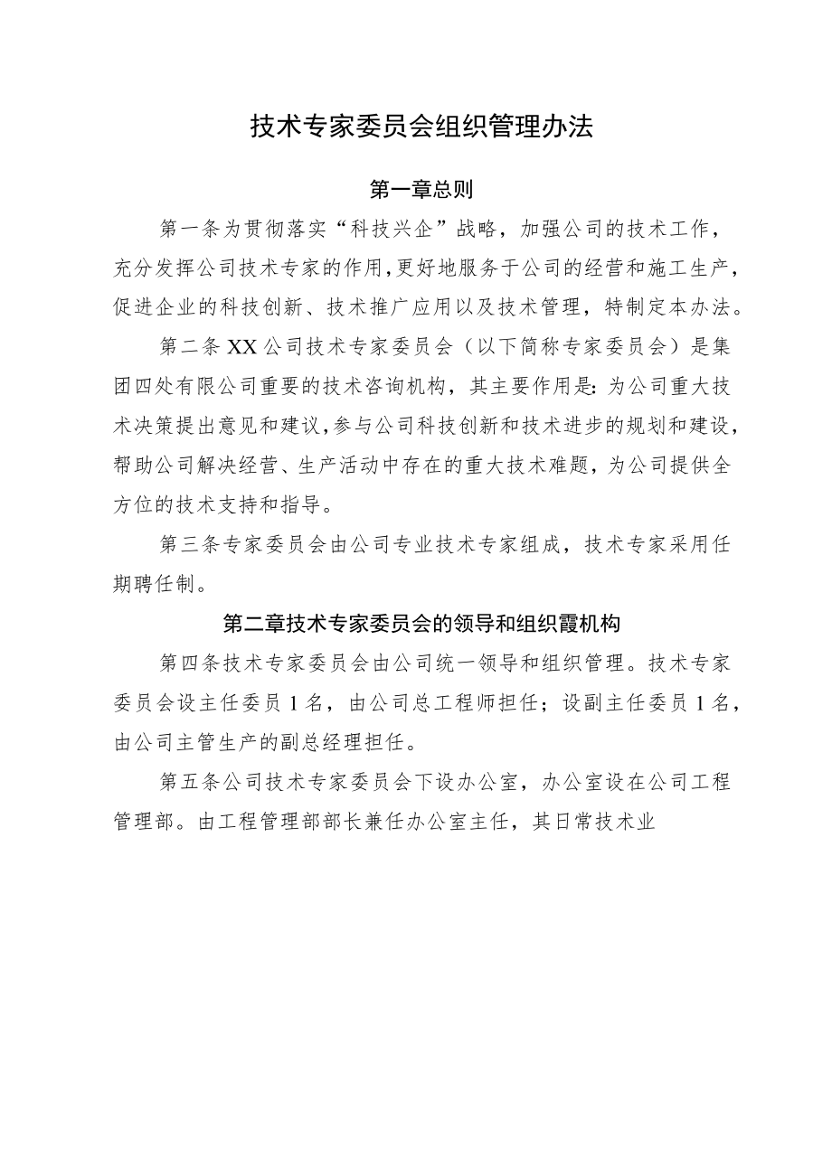 公司技术专家委员会组织管理办法.docx_第1页